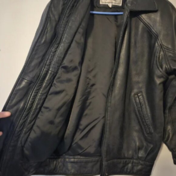 Men's Vintage 80s Black Leather Jacket - Picture 2 of 5